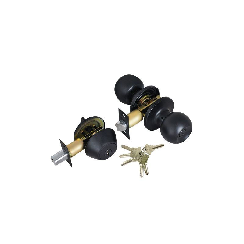 Black Entry Lock Set Door Knob & Deadbolt with 24 SC1 Keys, (4-Pack, Keyed Alik