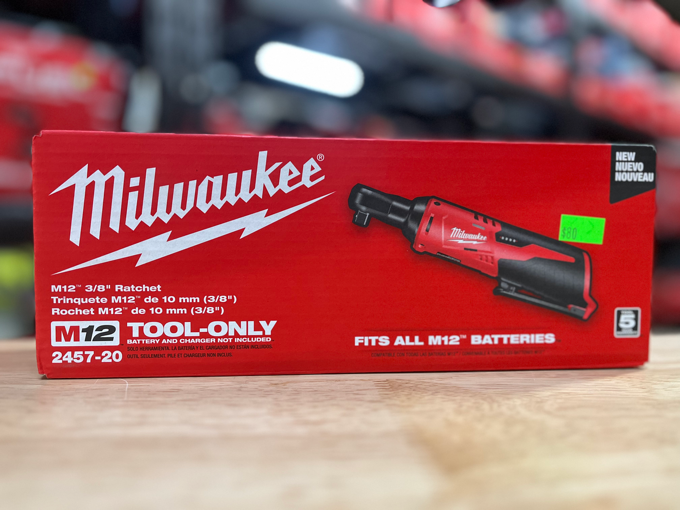 Milwaukee M12 12V Lithium-Ion Cordless 3/8 in. Ratchet (Tool-Only) 2457-20