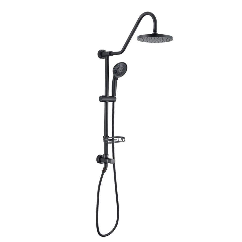 PROOX 5-Spray 8 in. Round Shower System Kit with Hand Shower and Adjustable Sli