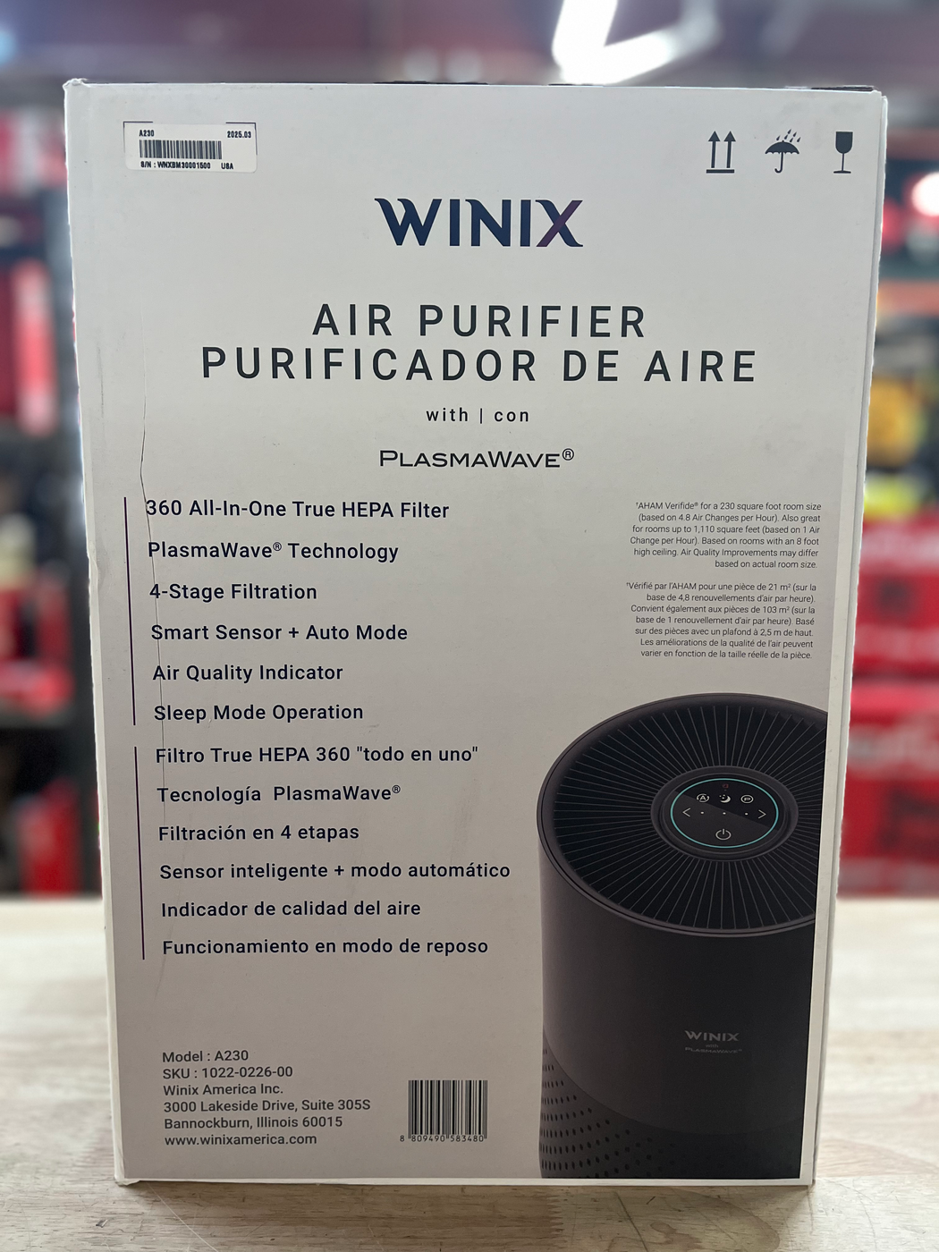 Winix A230 360° All-in-One 4-Stage True HEPA Air Purifier with PlasmaWave Techn