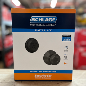 Schlage Plymouth Matte Black Single Cylinder Deadbolt and Keyed Entry Door Knob