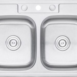 CozyBlock 33 x 22 x 9 Inch 50/50 Top-mount/Drop-in Stainless Steel Double Bowl