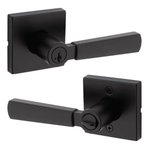 Kwikset Perth Matte Black Square Keyed Entry Door Lever