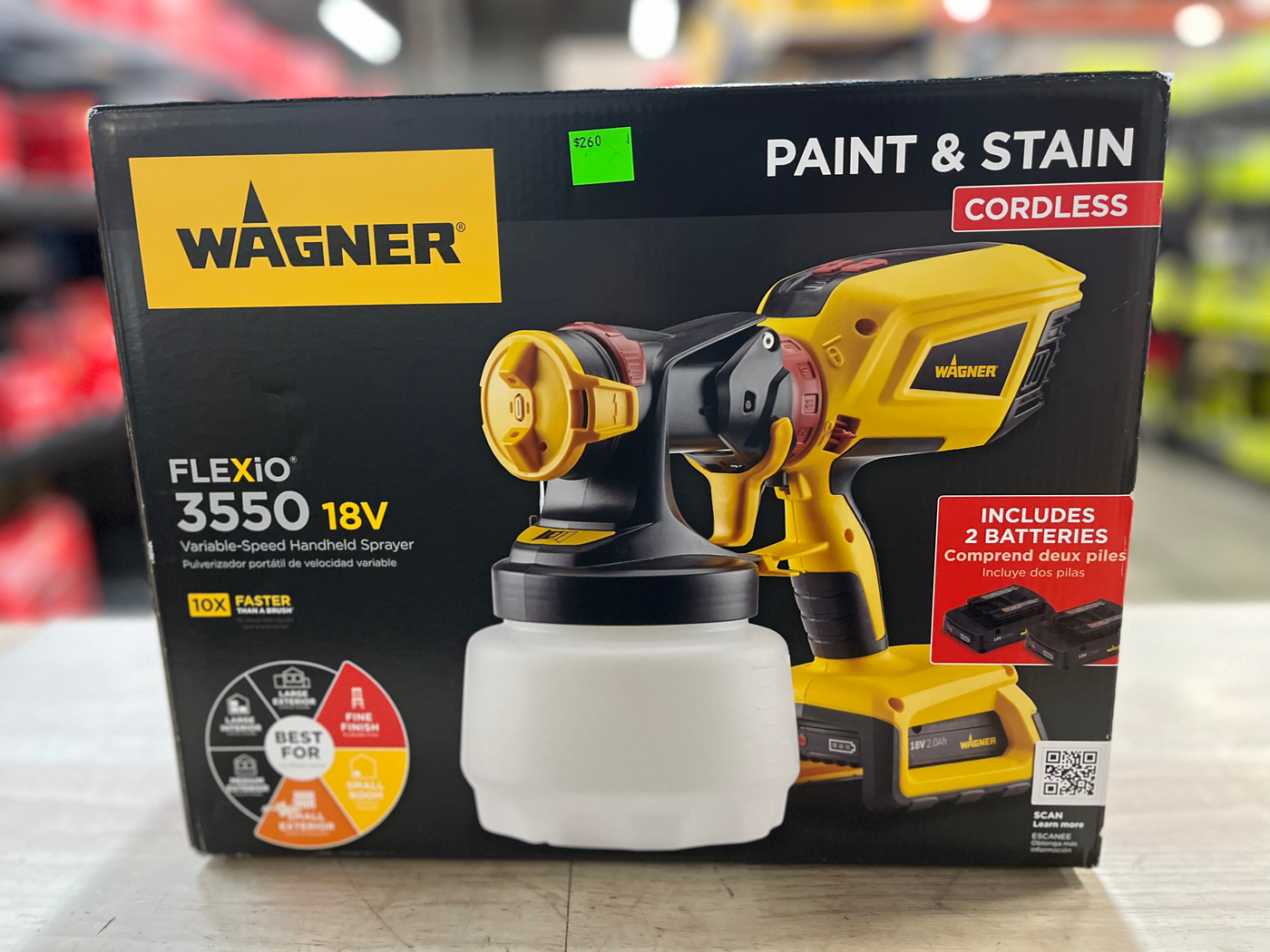Wagner FLEXiO 3550 18V Cordless Handheld HVLP Paint and Stain Paint Sprayer