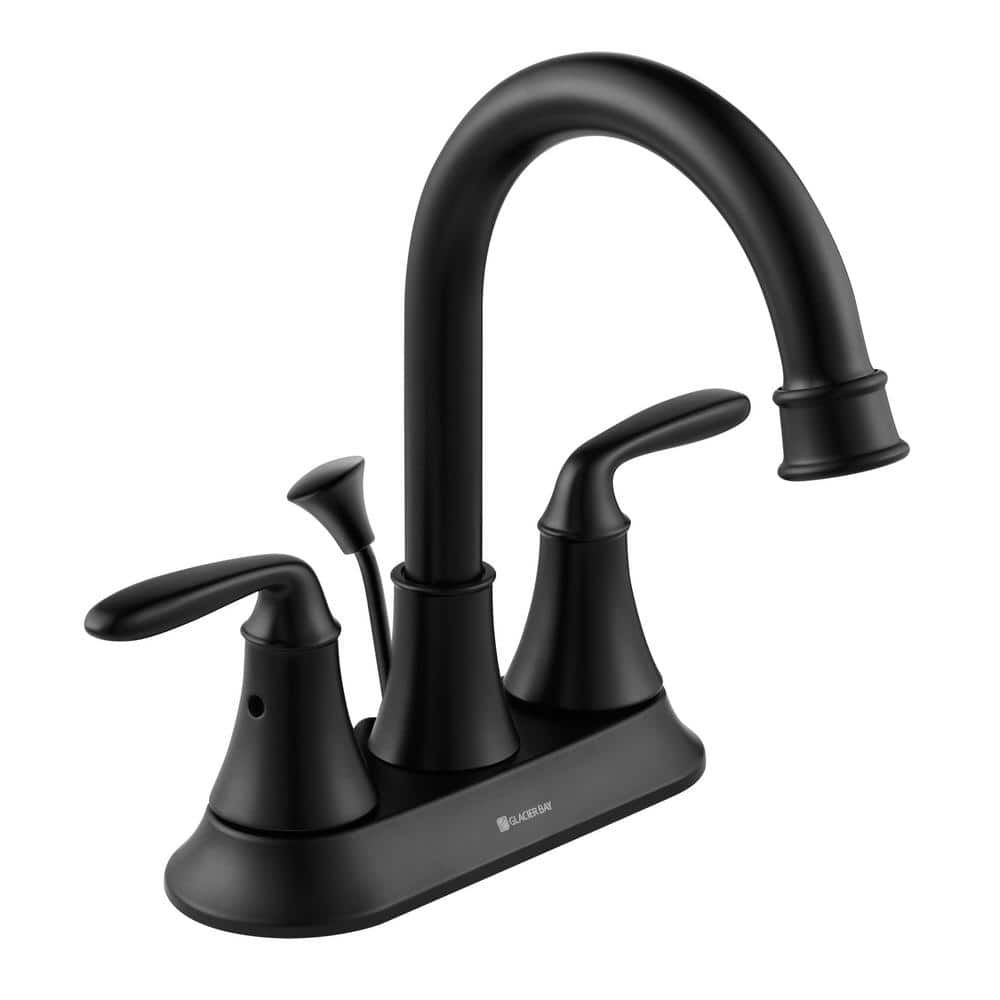 Glacier Bay Sadira 4 in. Centerset 2-Handle High-Arc Bathroom Faucet in Matte B
