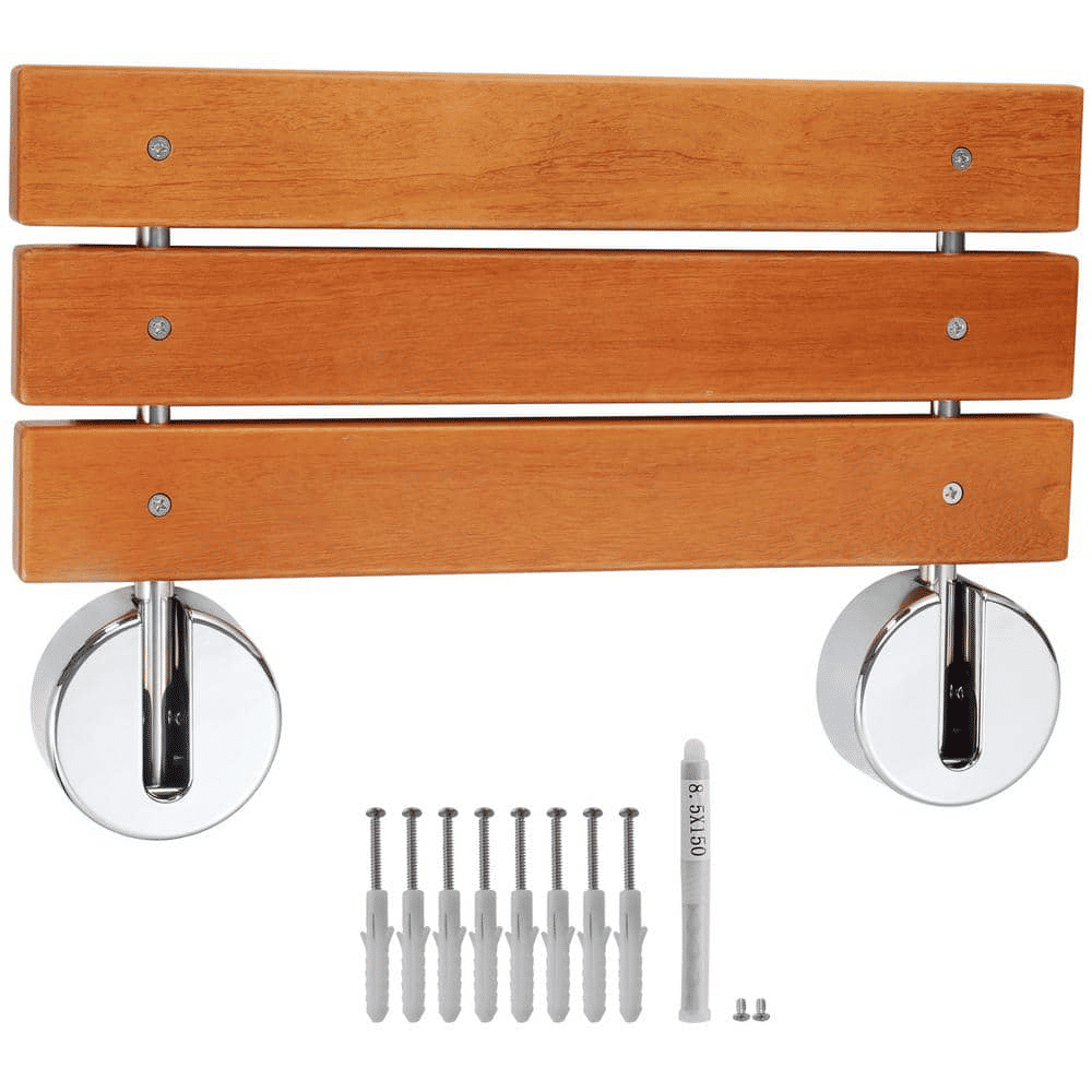 SVOPES Folding Teak Shower Seat, 20.1 in. x 13.2 in. Wall-Mounted Bench, 440 lb