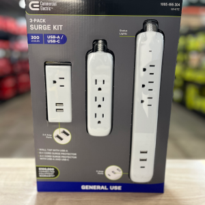 Commercial Electric 4 ft. Multiple Outlet and Wall Mounted Surge Protector Set