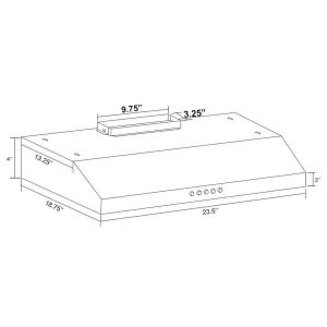 AKDY 24 in. 58 CFM Convertible Under Cabinet Range Hood