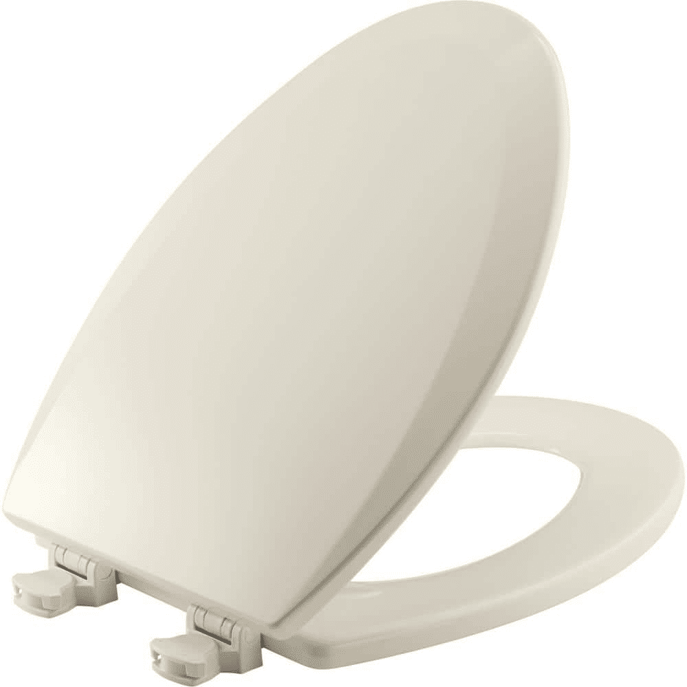 BEMIS Elongated Enameled Wood Closed Front Toilet Seat in Biscuit